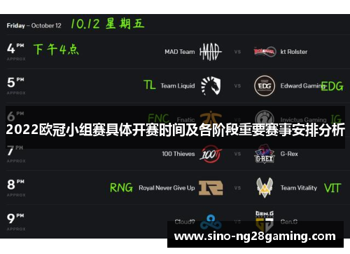 2022欧冠小组赛具体开赛时间及各阶段重要赛事安排分析