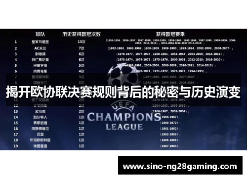 揭开欧协联决赛规则背后的秘密与历史演变